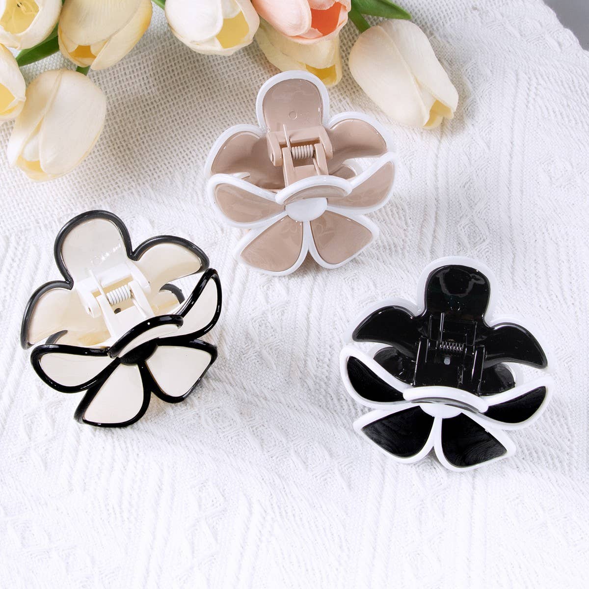 Cwaha1309_Elegant Five Petal Flowers Hair Claw Clip