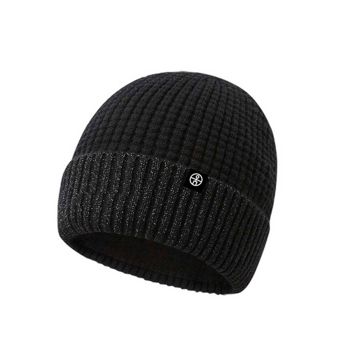 Winter Double Layer Fleece Reflective Knitted Hat_Cwah2458
