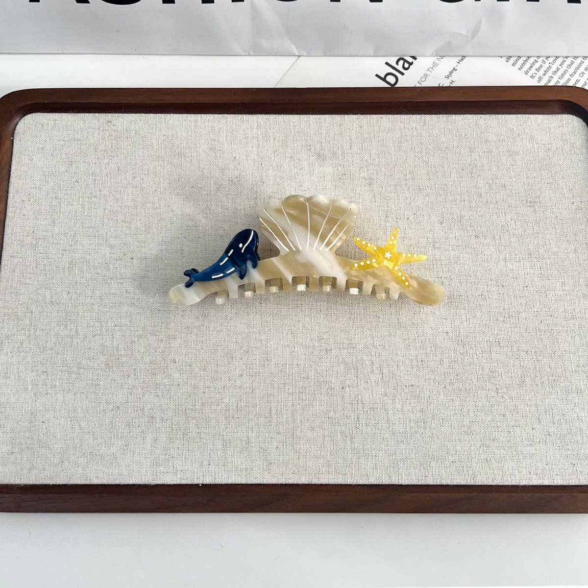 OCEAN DESIGN ACETATE CLAW CLIP WHALE SHELL_CWAHA5890