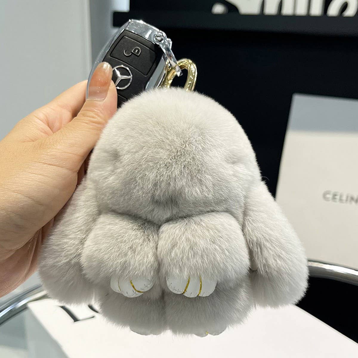 NEW MINI CUTE PLUSH BUNNY CAR KEYCHAIN PENDANT_CWMM2448