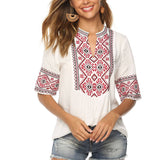 Womens Cotton Mid-Sleeve Embroidered Shirt