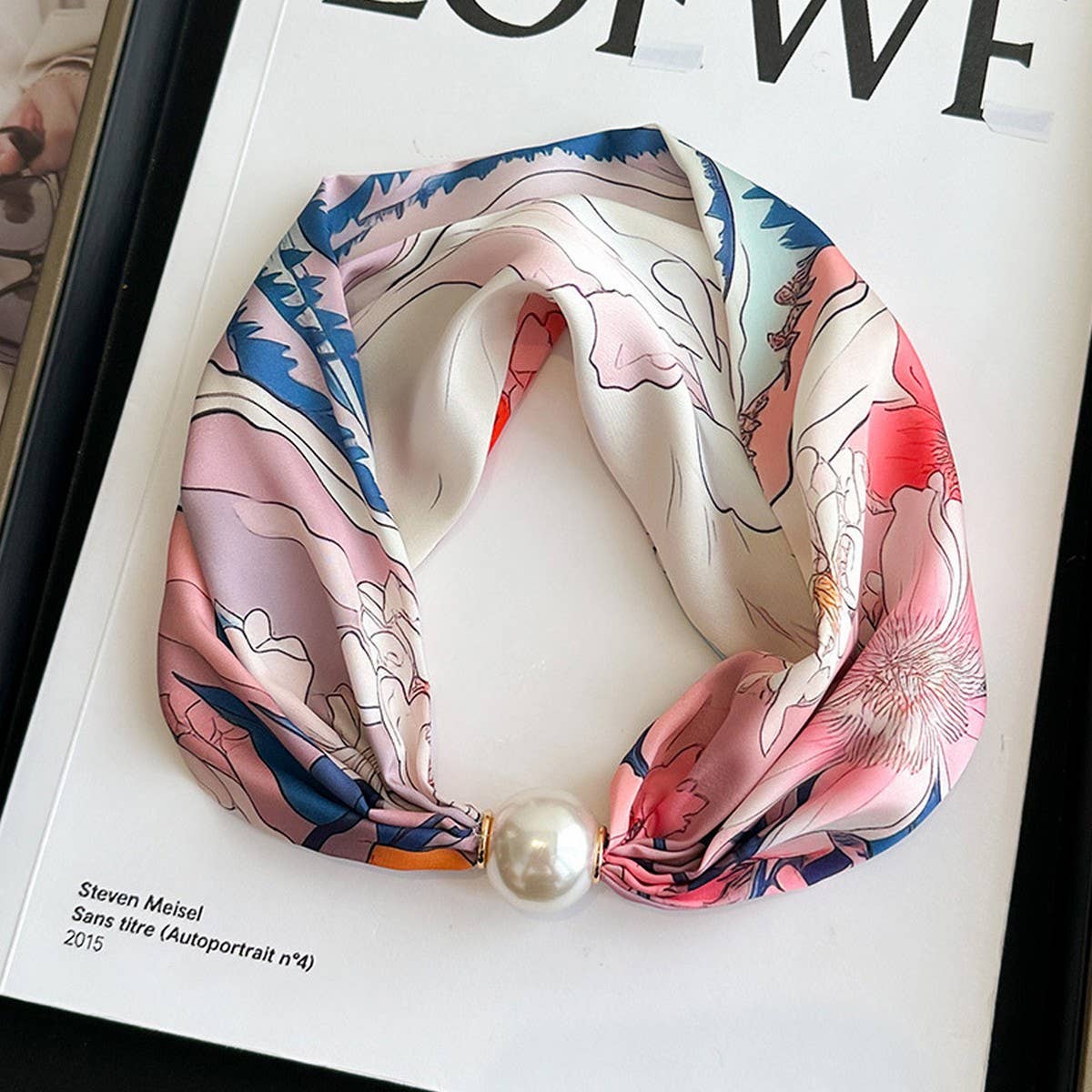 Pearl Magnetic Skinny Silk Neck Scarf_Cwasc03931