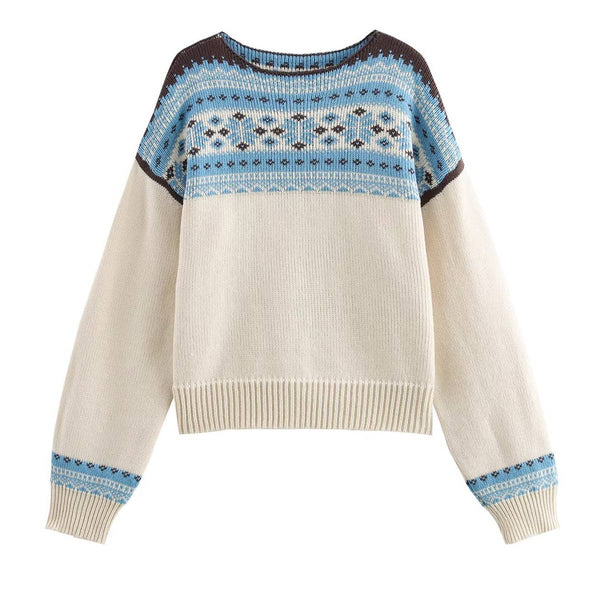 Stylish Baggy Slimming Color Contrast Sweater