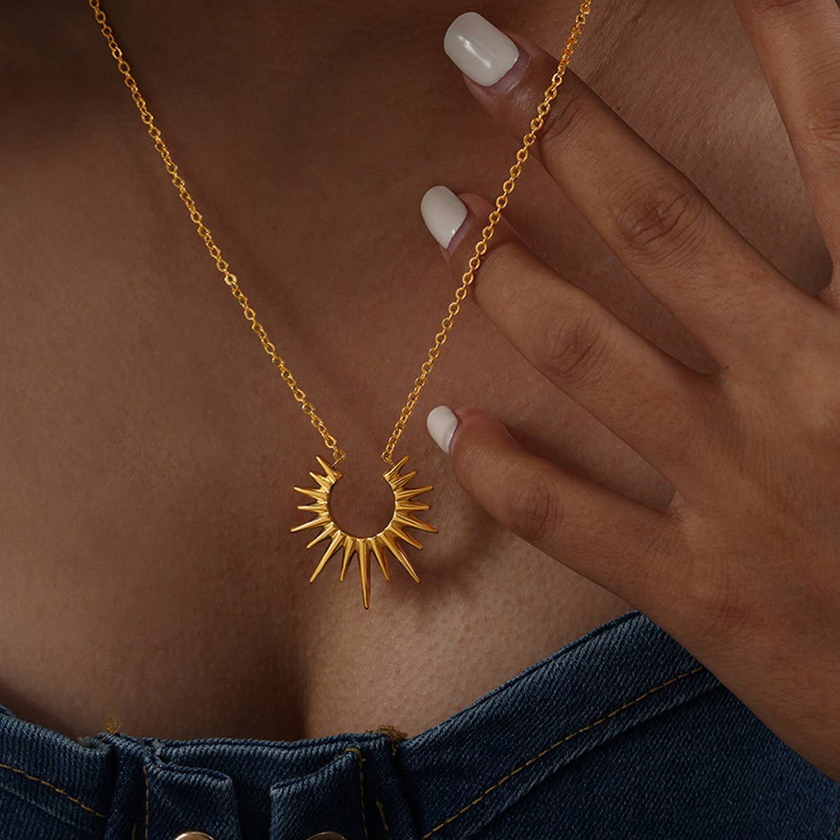 SUNFLOWER TITANIUM STEEL NECKLACE JEWELRY_CWAJE1083