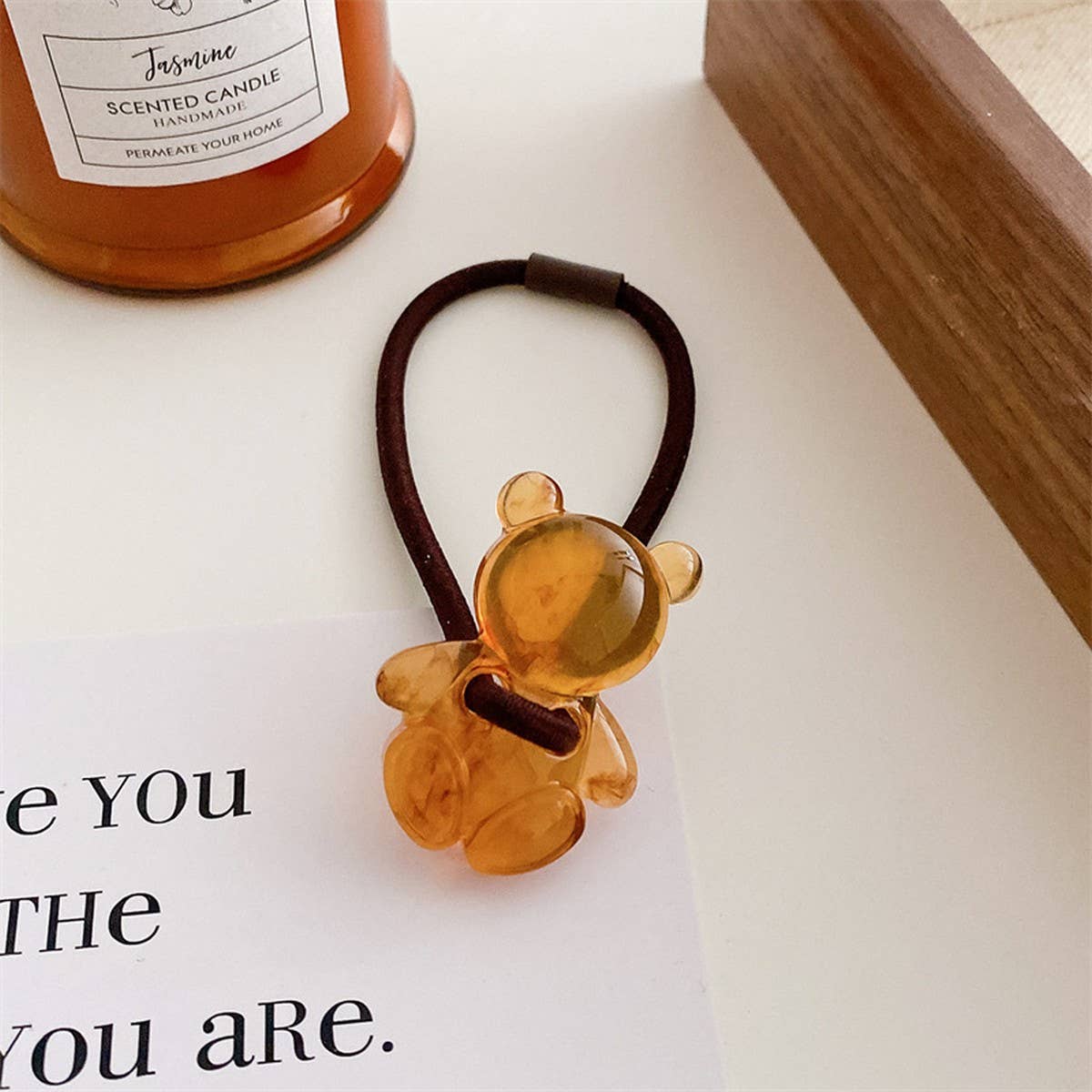 6PCS SET ACRYLIC BEAR FLOWER BOW HAIR TIES_CWAHA0337