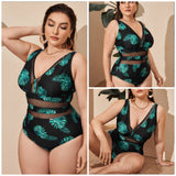 PLUS SIZE PRINTED PATCHWORK BIKINI SWIMSUIT_CWMW0205