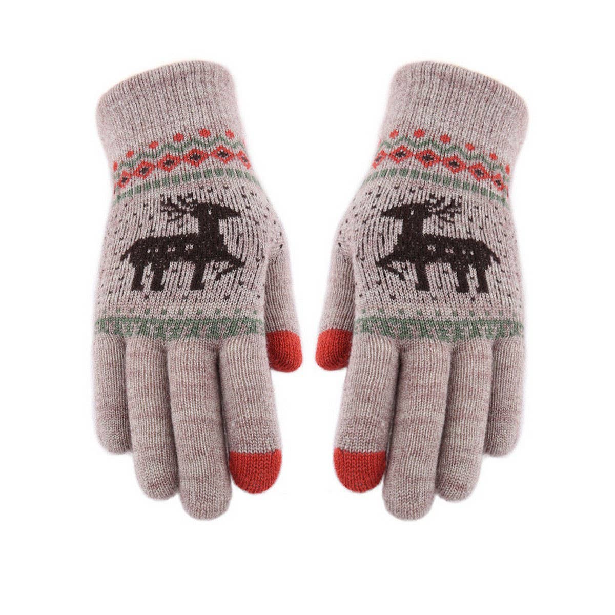 NEW JACQUARD DOUBLE LAYER DEER TOUCH SCREEN GLOVES_CWAG0239