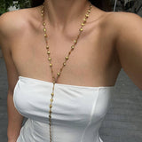 SMALL FRESH COLORFUL Y SHAPED DAISY CHAIN NECKLACE_CWMM3127