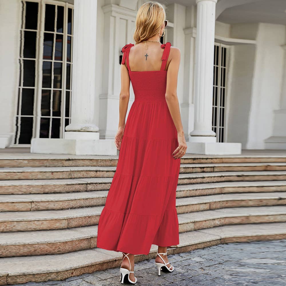 Solid Color Halter Long Dress