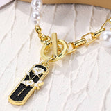 FAUX PEARL CHARM PENDANT NECKLACE_CWAJE0438