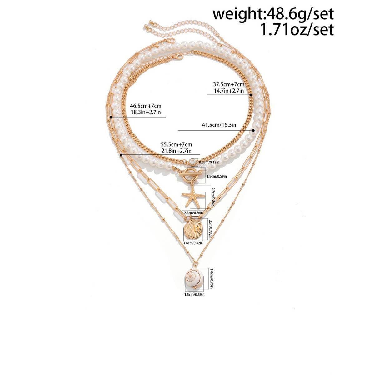 Vintage Holiday Beaded Starfish Shell Necklace_Cwmm3152