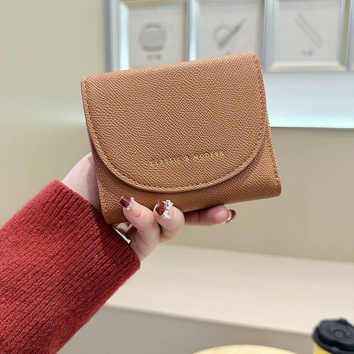New Solid Color 3-Fold Wallet With Flip Cover_Cwab06253