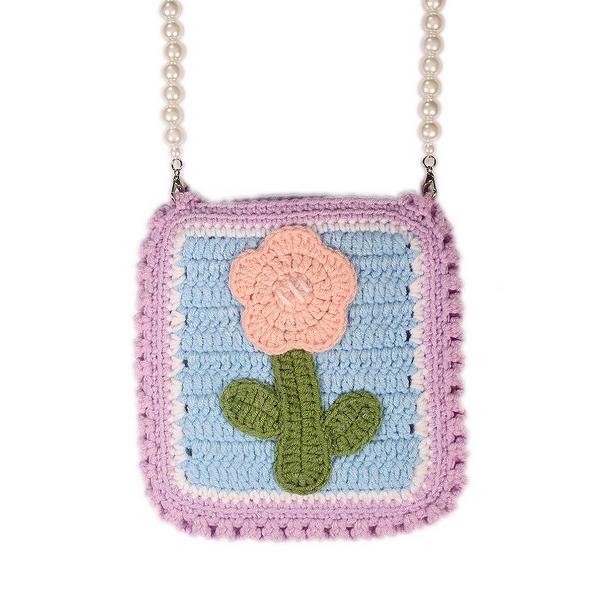 HAND WOVEN NICHE PEARL CHAIN SMALL SQUARE BAG_CWASC0833