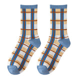 NEW CUTE BLUE PLAID SOCKS_CWMS0474