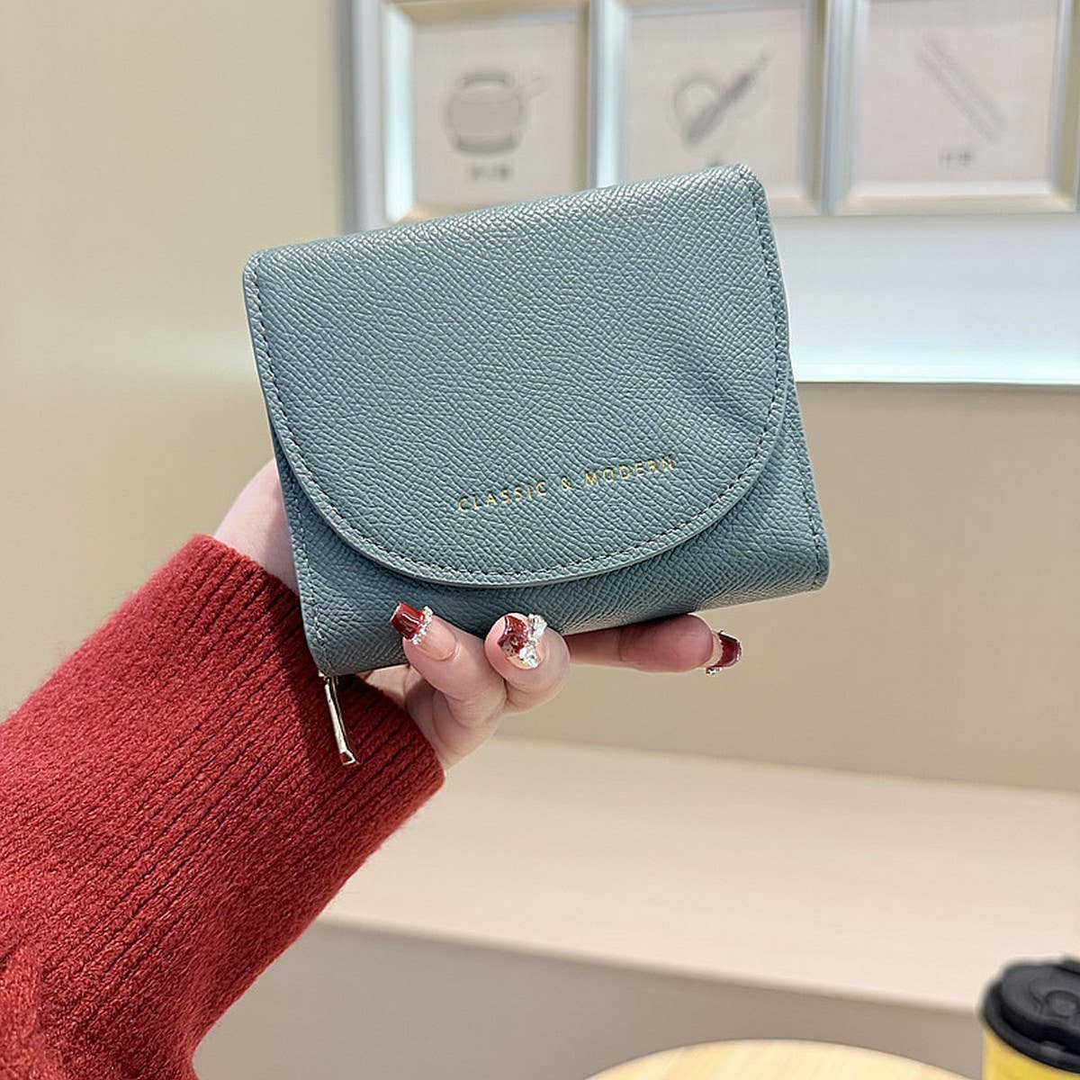 New Solid Color 3-Fold Wallet With Flip Cover_Cwab06253