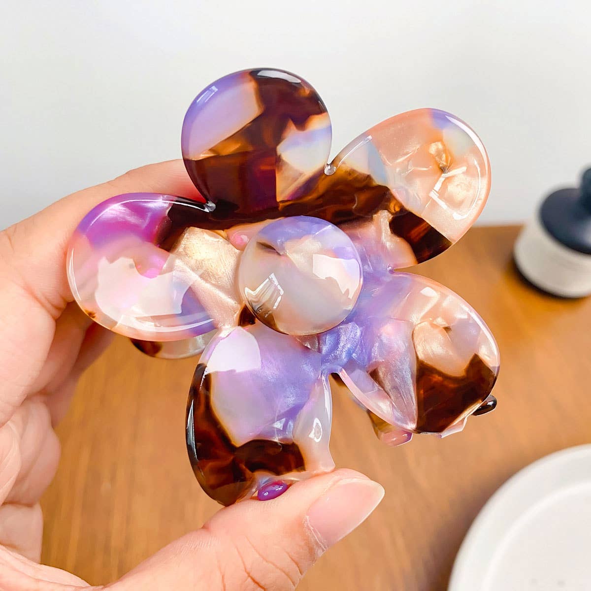 Vintage Tortoiseshell Flower Hair Claw Clip Large_Cwaha0389