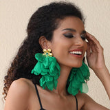 HANDMADE FLORAL TASSEL EARRINGS STATEMENT DROP_CWMM6164