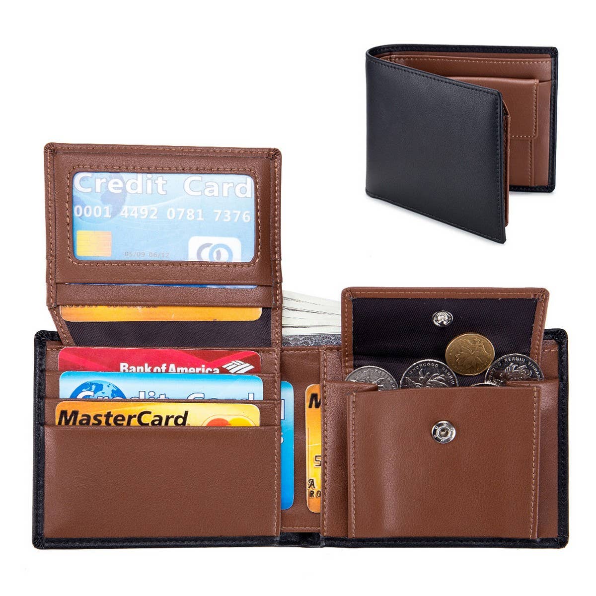 COWHIDE TRI FOLD WALLET MULTI FUNCTION RETRO WALLET_CWAB3709