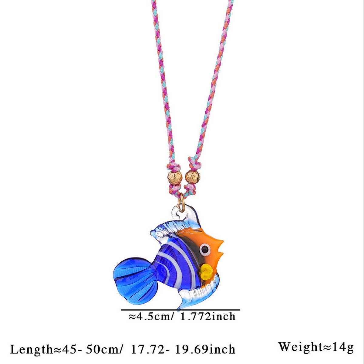 COLORFUL GLASS FISH OCEAN PENDANT NECKLACE_CWMM7525