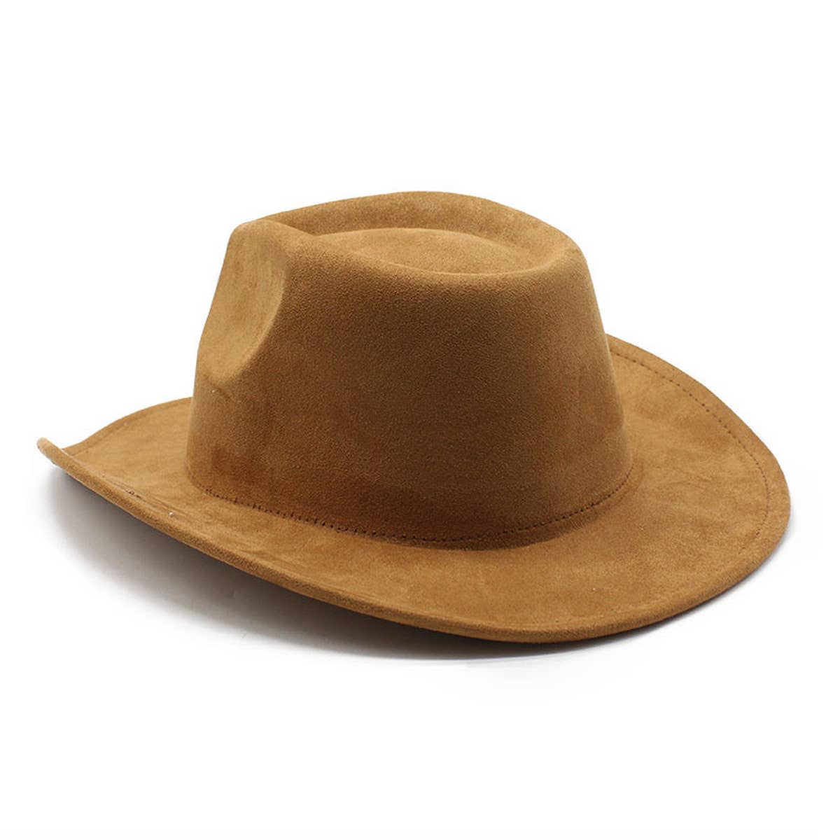 Unisex Suede Wide Brim Fedora Vintage Cowboy Hat_Cwah0824