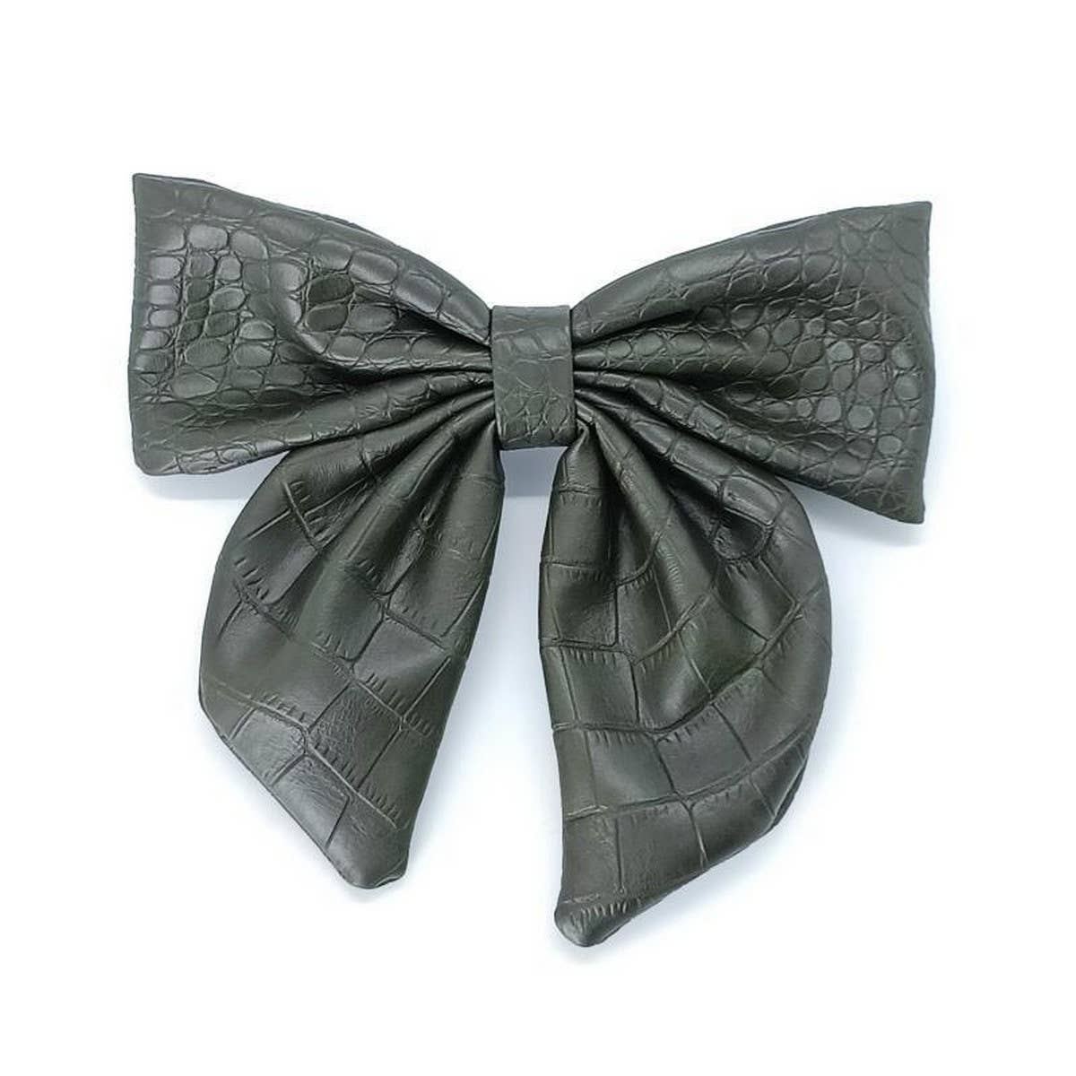ELEGANT CROC PU LEATHER BOW HAIR CLIP_CWAHA6350