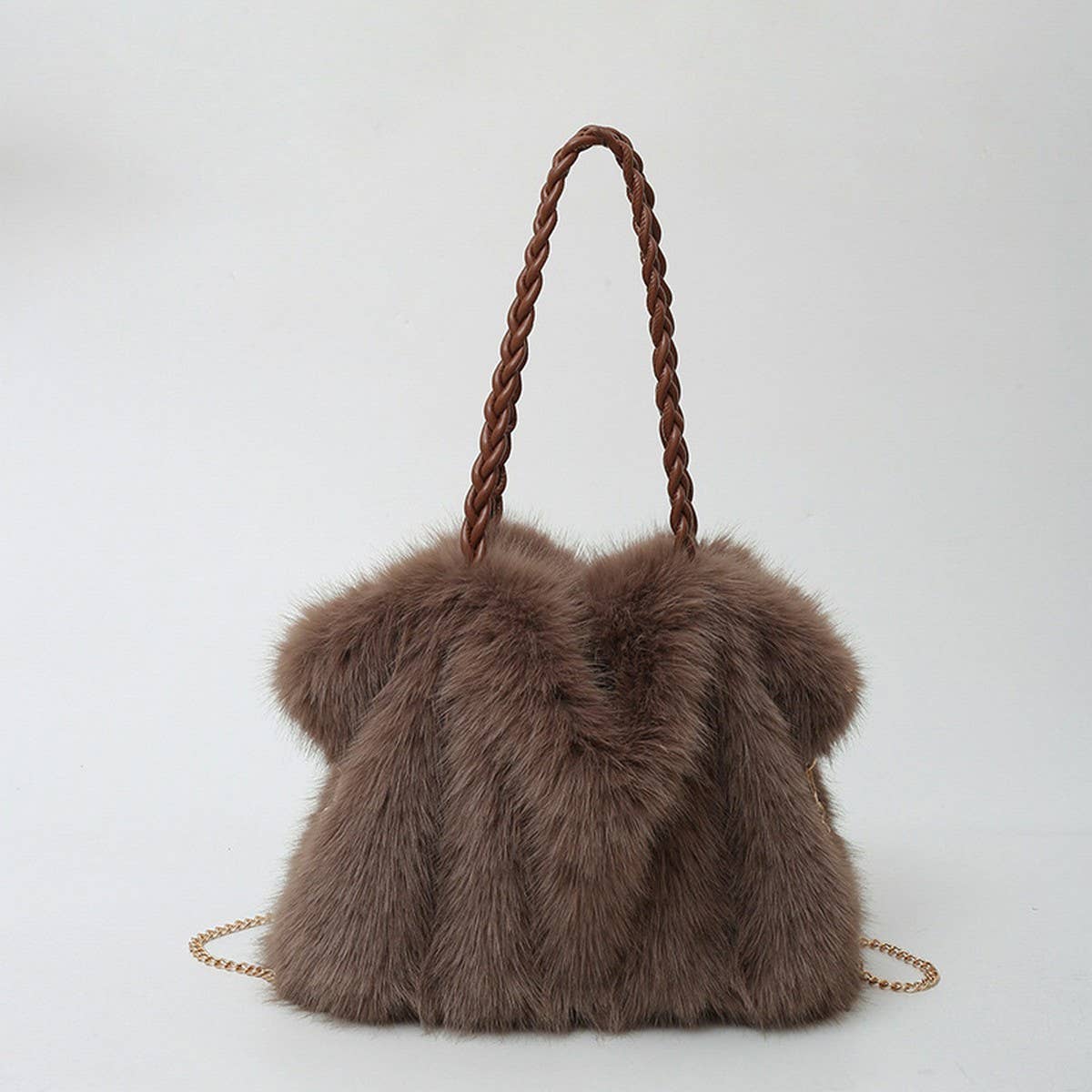 QUILTED PLUSH FUR BAG LARGE SHOULDER HANDBAG_CUAB00537