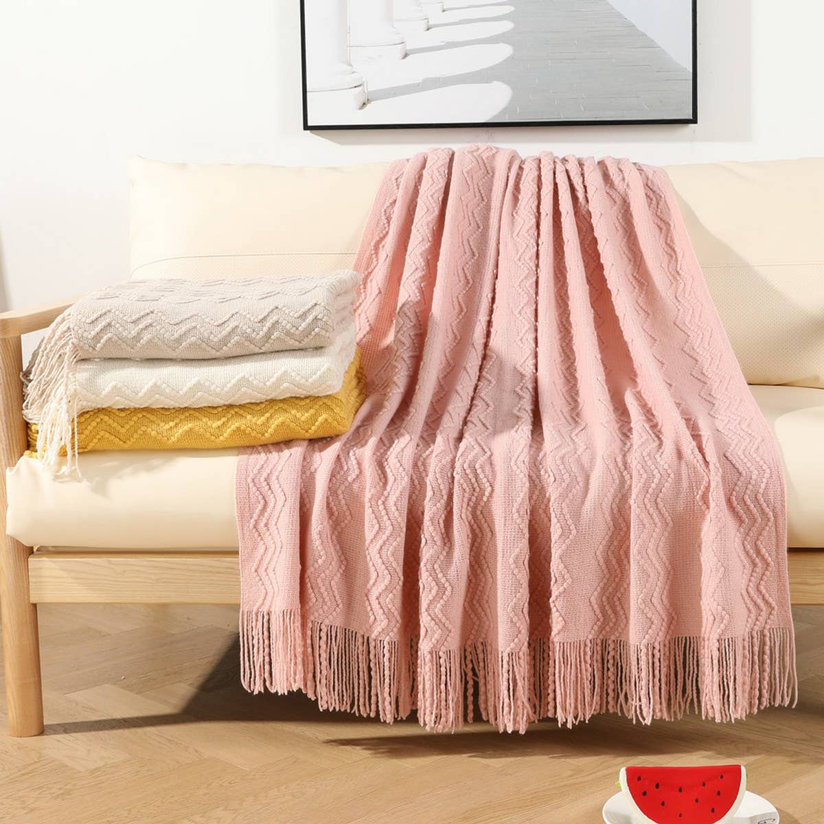 KNITTED SOFT WARM SOFA BLANKET BED END BLANKET_CWMM0203
