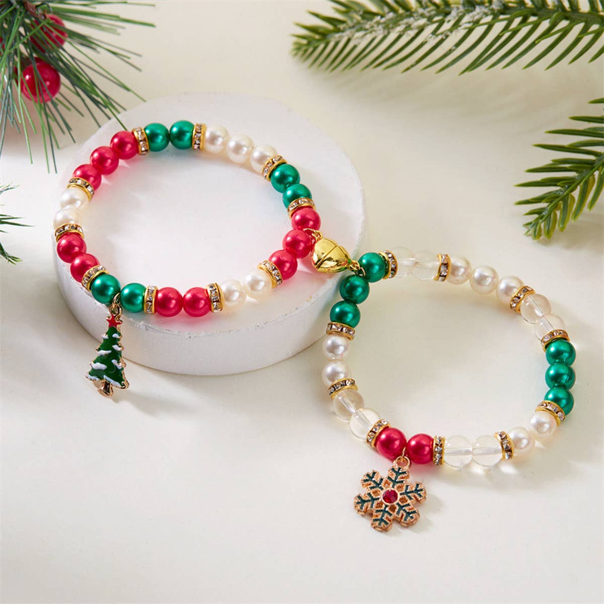 CHRISTMAS SNOWFLAKE PENDANT MAGNETIC BRACELET_CWAJE2387