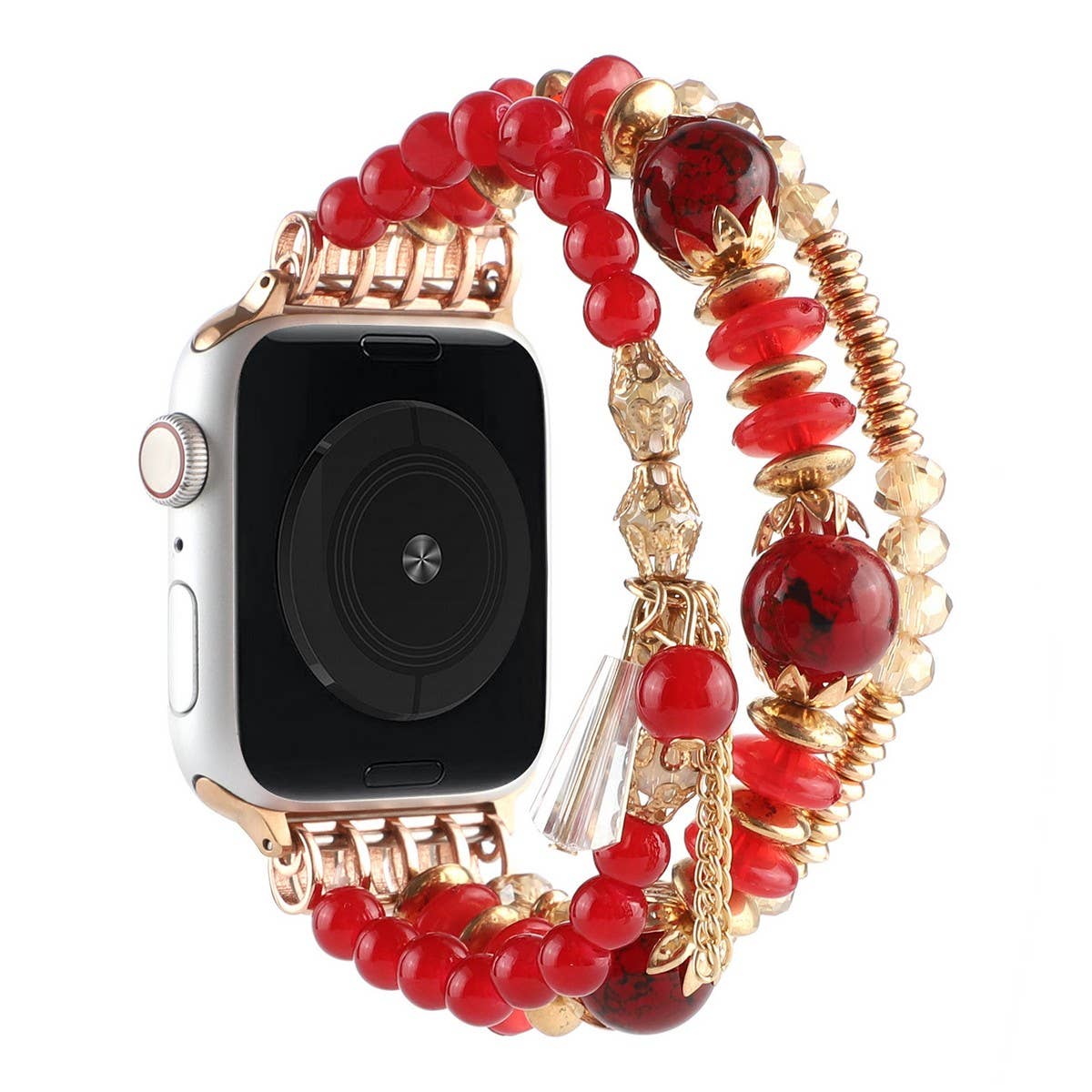 APPLE WATCH 7 1 THREE ROW PEARL ELASTIC STRAP_CWASC1563