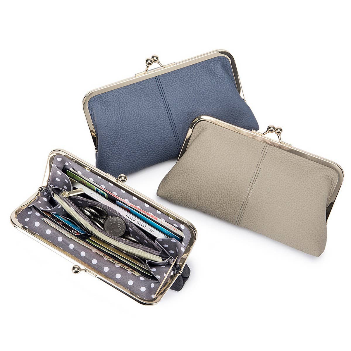 GENUINE LEATHER SIMPLE FASHION CLIP BAG LONG WALLET_CWAB3739