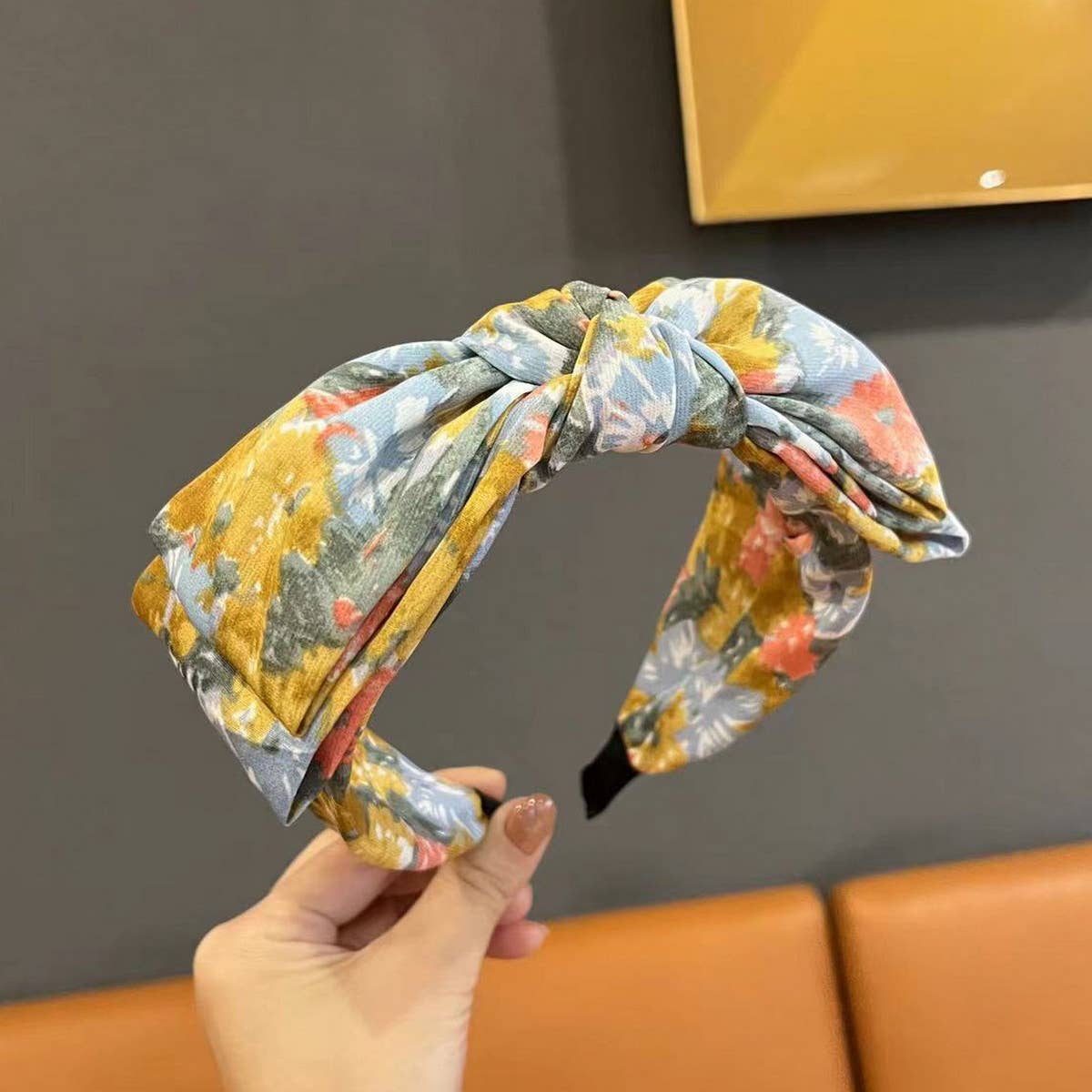 PASTORAL STYLE SMALL FLORAL KNOTTED WIDE HEADBAND_CWAHA1701