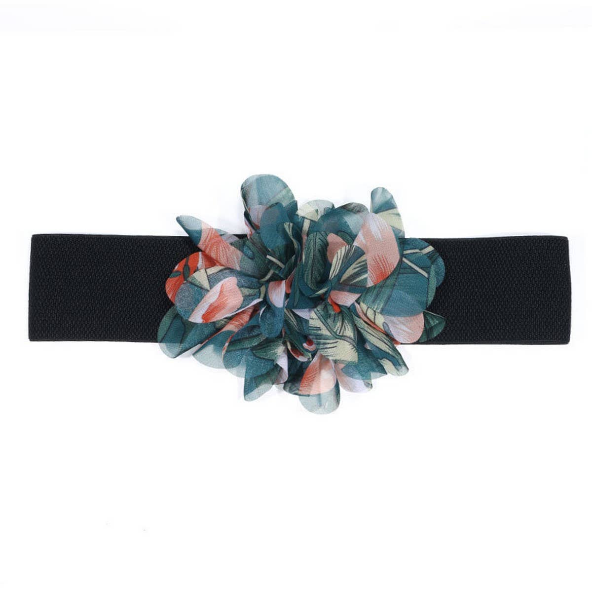 HANDMADE FLORAL ELASTIC WAIST BELT FOR DRESSES_CWMM6415
