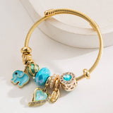 Trendy Elephant Charm Steel Couple Bracelet_Cwmm8598