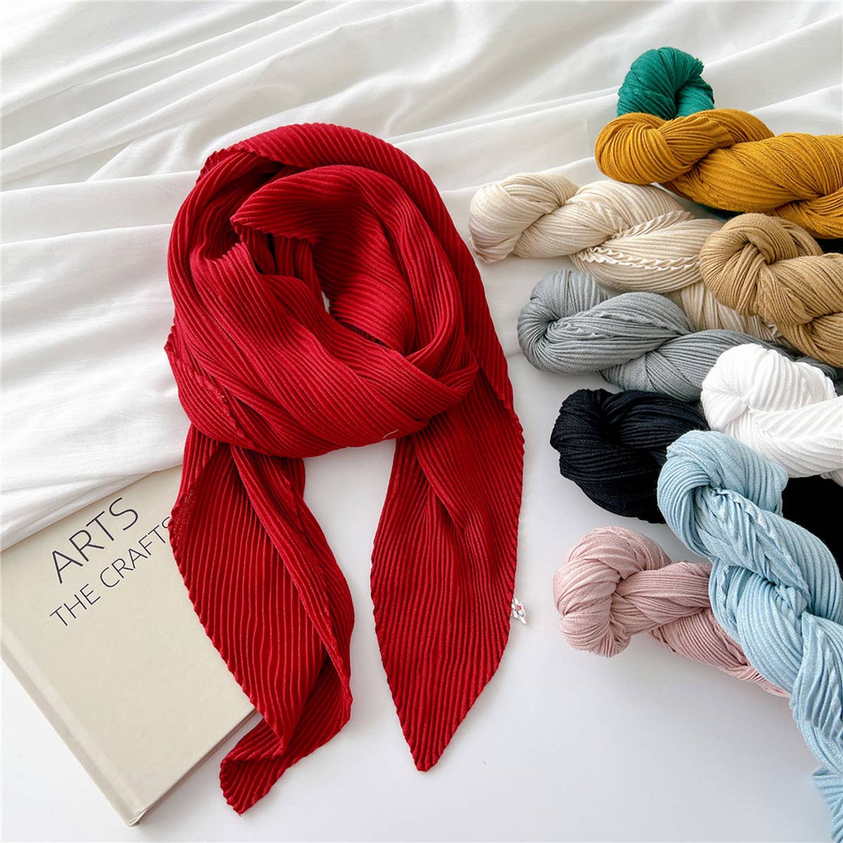 Cwasc2389_Wrinkled Solid Color Cotton And Linen Scarf