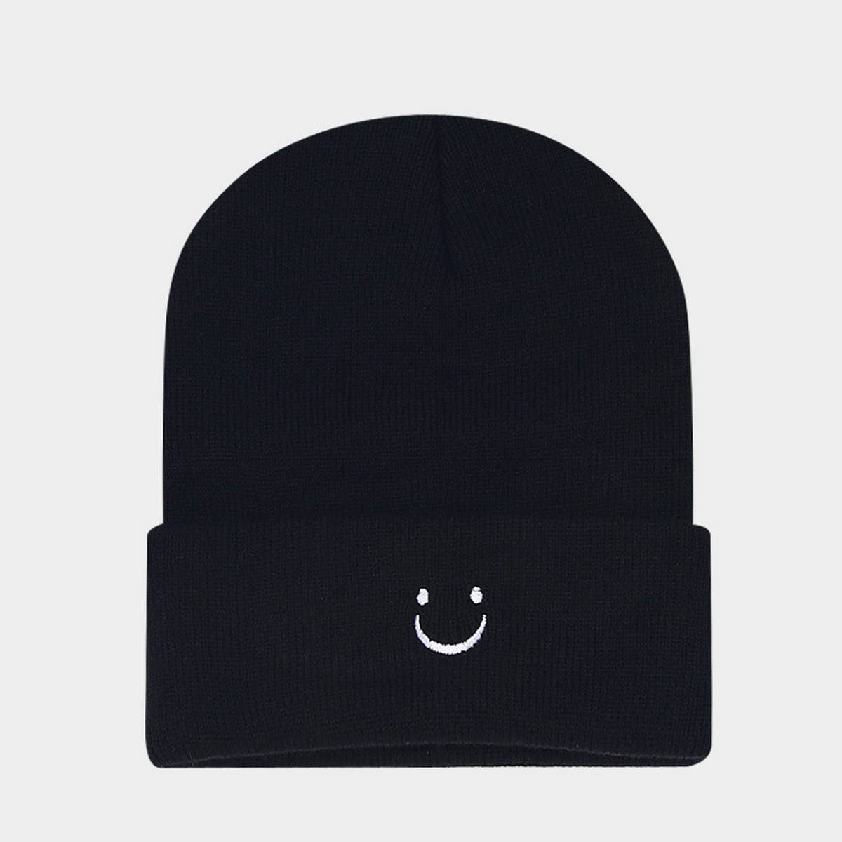 LITTLE SMILEY FACE SIMPLE EMBROIDERED KNITTED HAT_CWAH2070