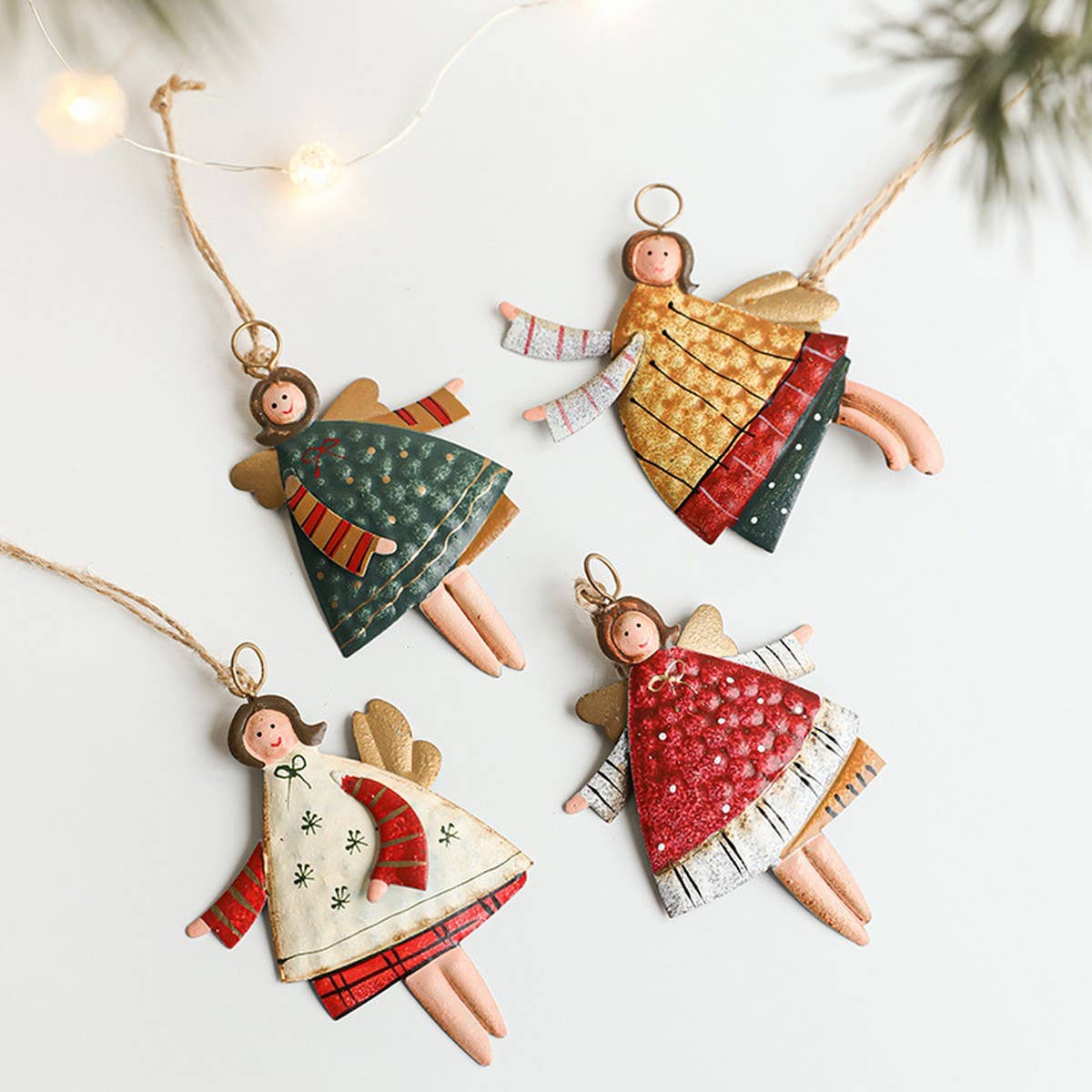 RUSTIC IRON ANGEL SANTA SNOWMAN TREE HANGING_CWMM9765