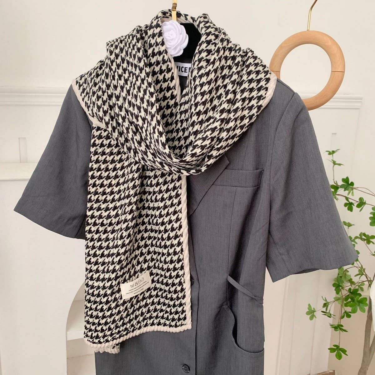 Trendy Houndstooth Scarf Winter Shawl_Cwasc02983