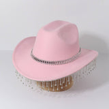 TASSEL TRIM WESTERN FEDORA COWBOY JAZZ HAT_CWAH3635