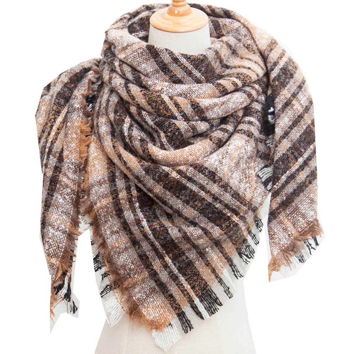 NEW LARGE PLAID TRIANGLE SCARF SPRING TO WINTER_CWASC0108