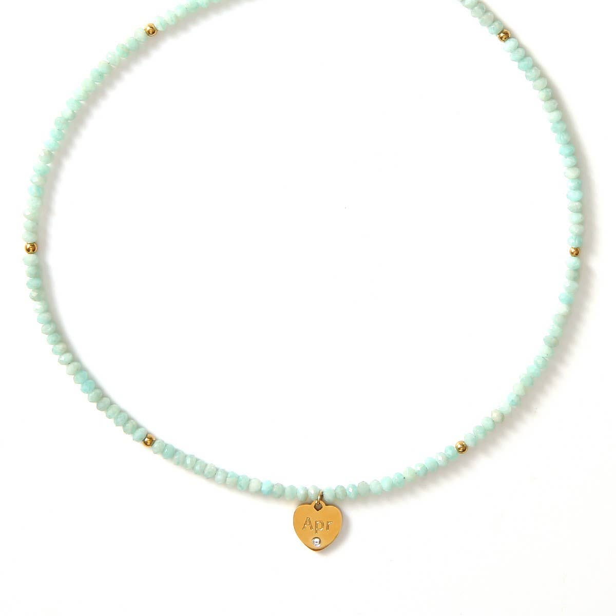 12 MONTH CUT STONE NECKLACE WITH HEART PENDANT_CWMM8851