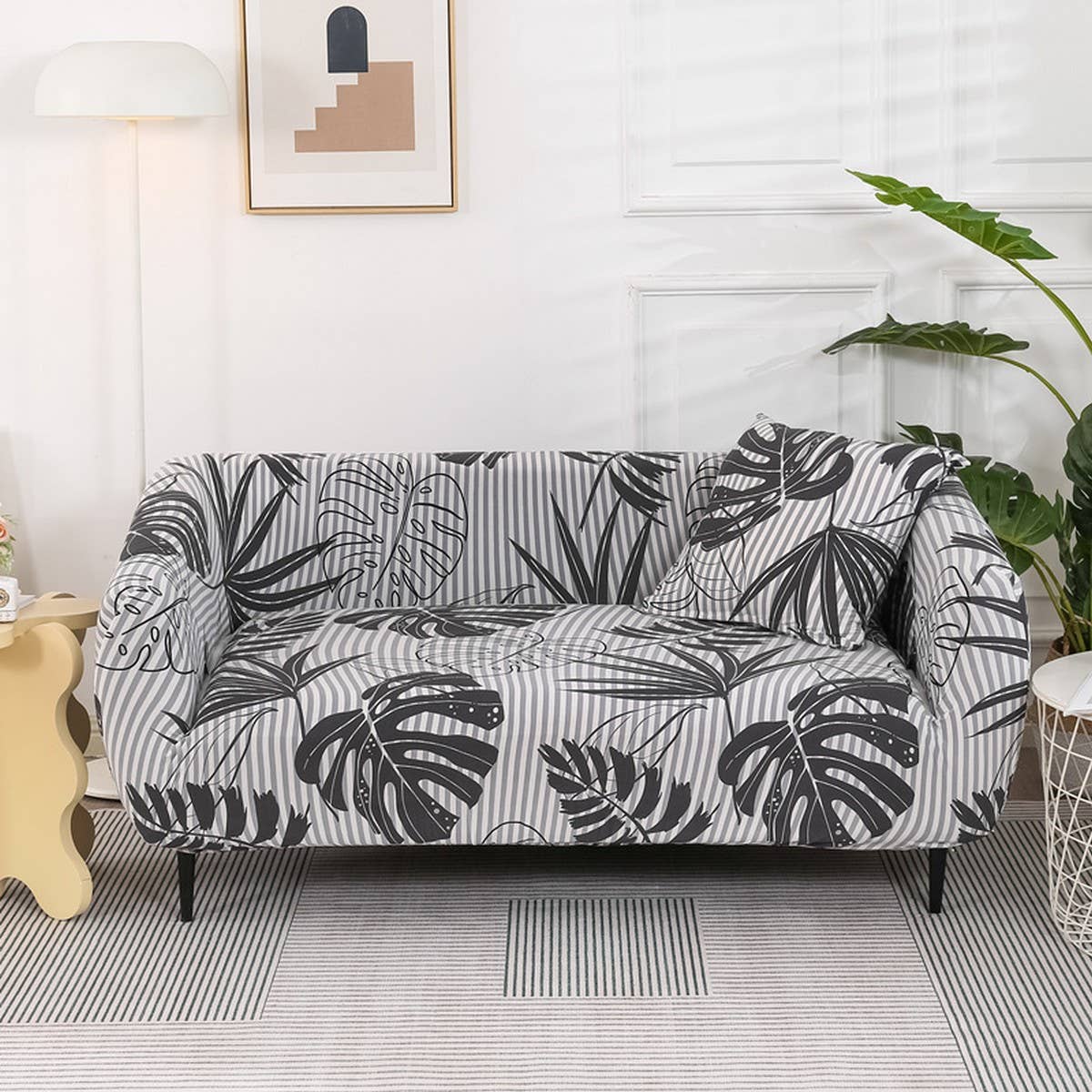 STRETCH SOFA COVER SOLID PRINT ALL IN ONE FIT_CWMM8309