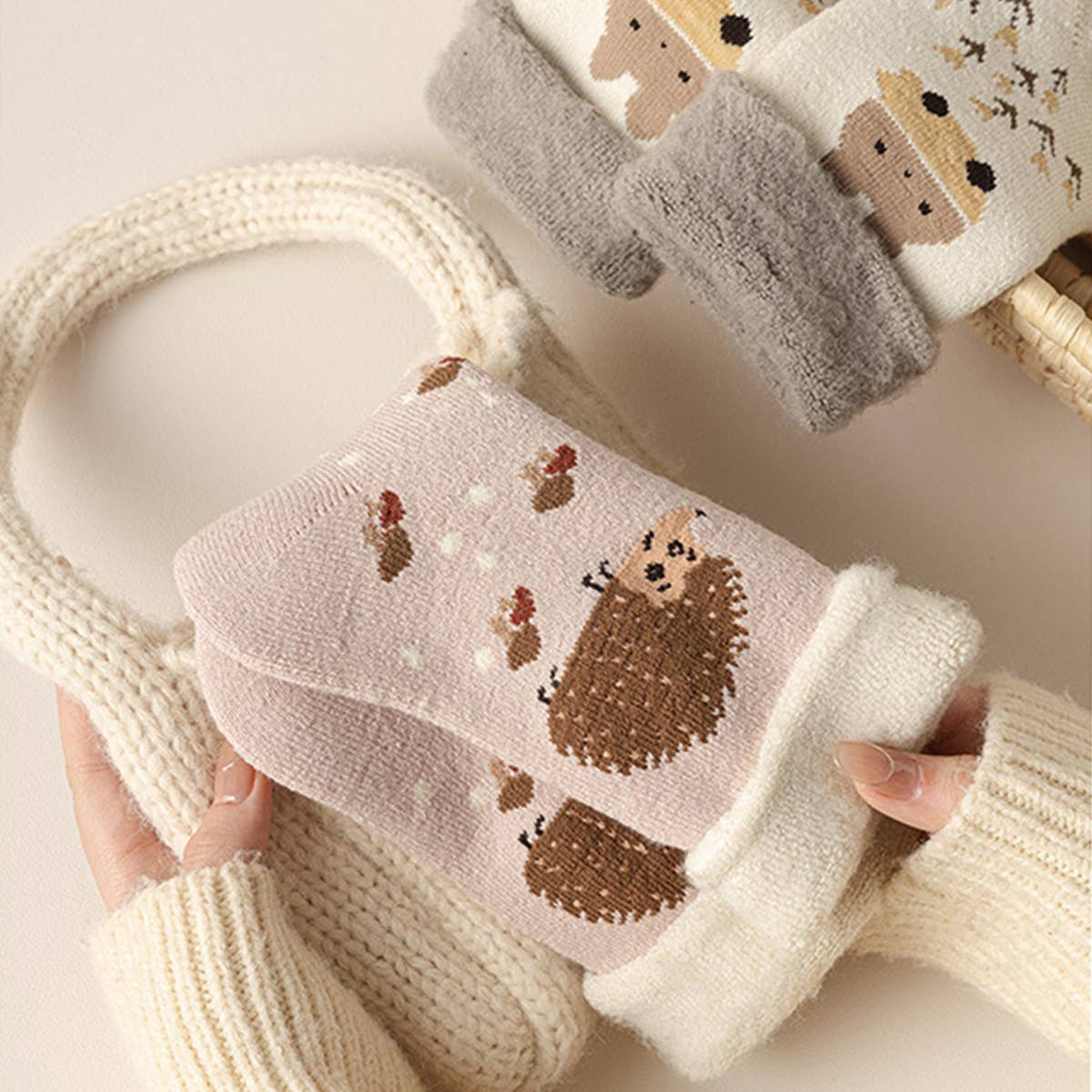 Ultra Thick Fleece Flip Cuff Warm Socks_Cwms03157