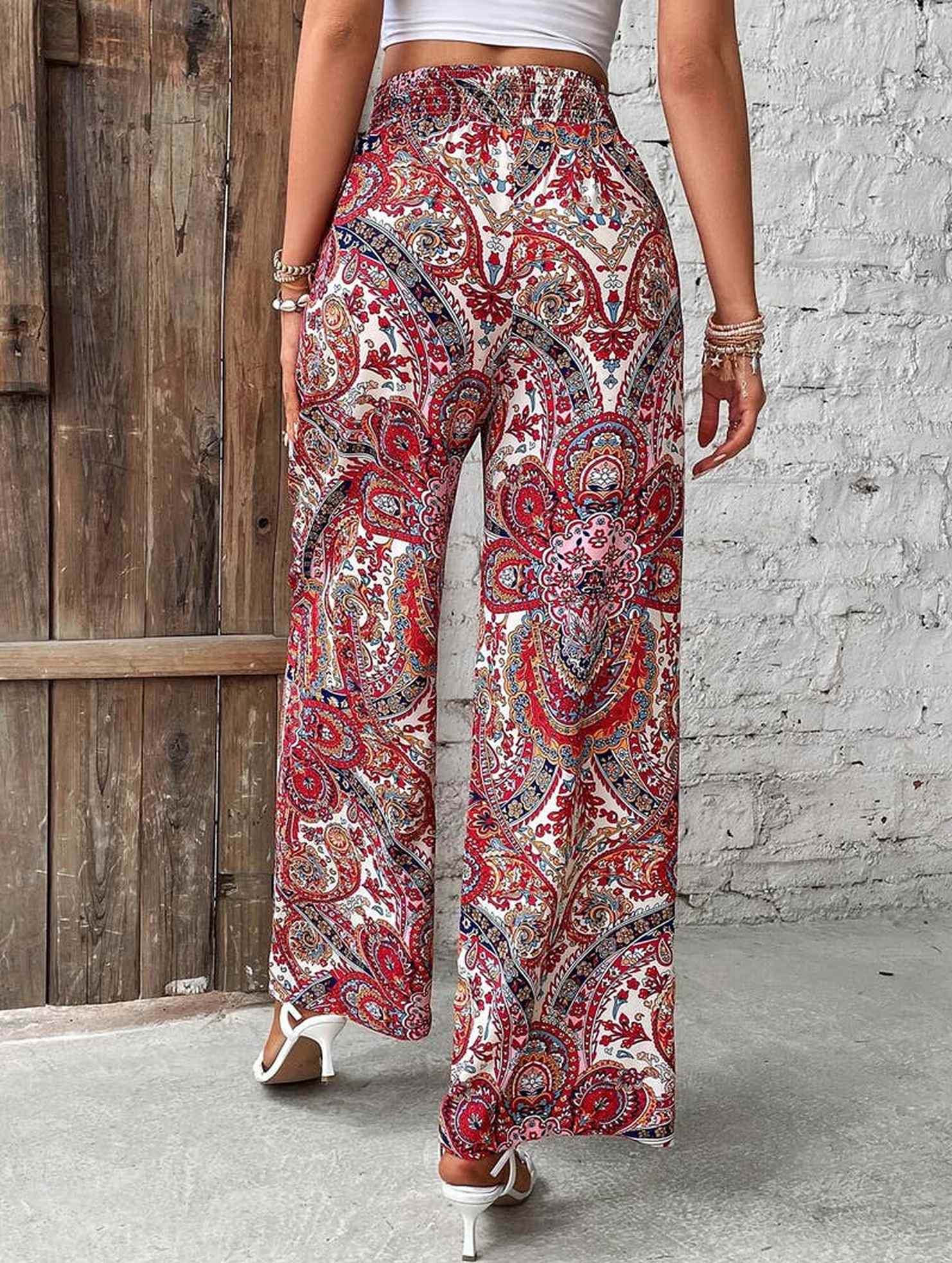 All-in-one printed elastic-waisted wide-leg pants_CWBLP0726