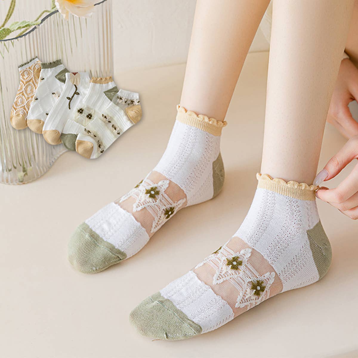 SUMMER THIN LACE INVISIBLE BOAT SOCKS_CWMS0518