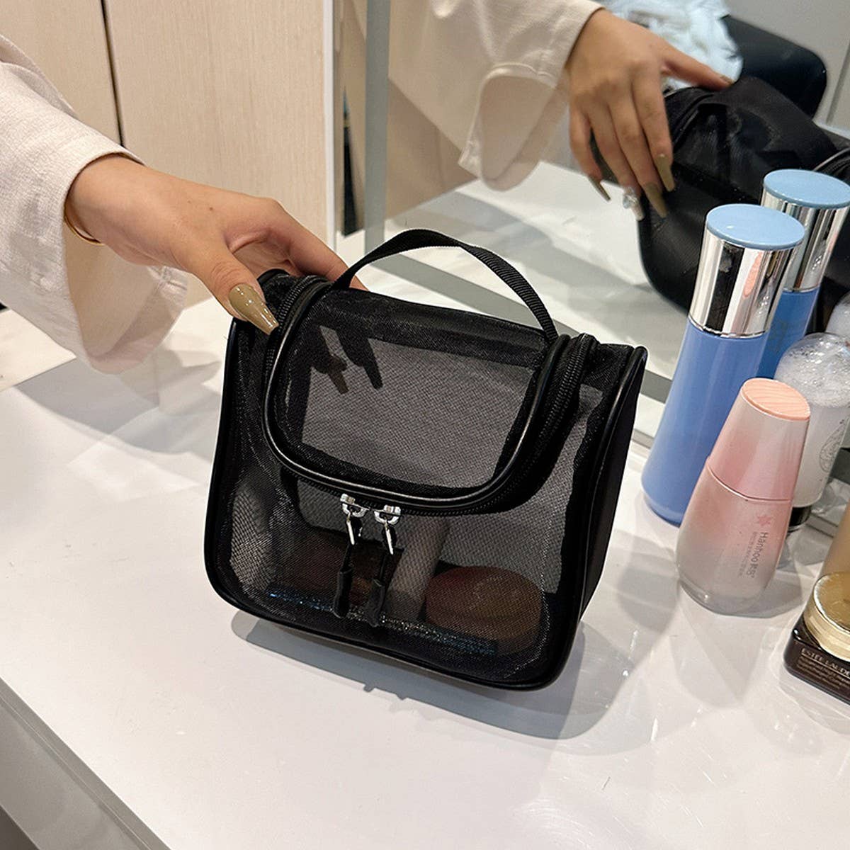 NEW FASHION MESH LARGE CAPACITY COSMETIC BAG_CWAB4459