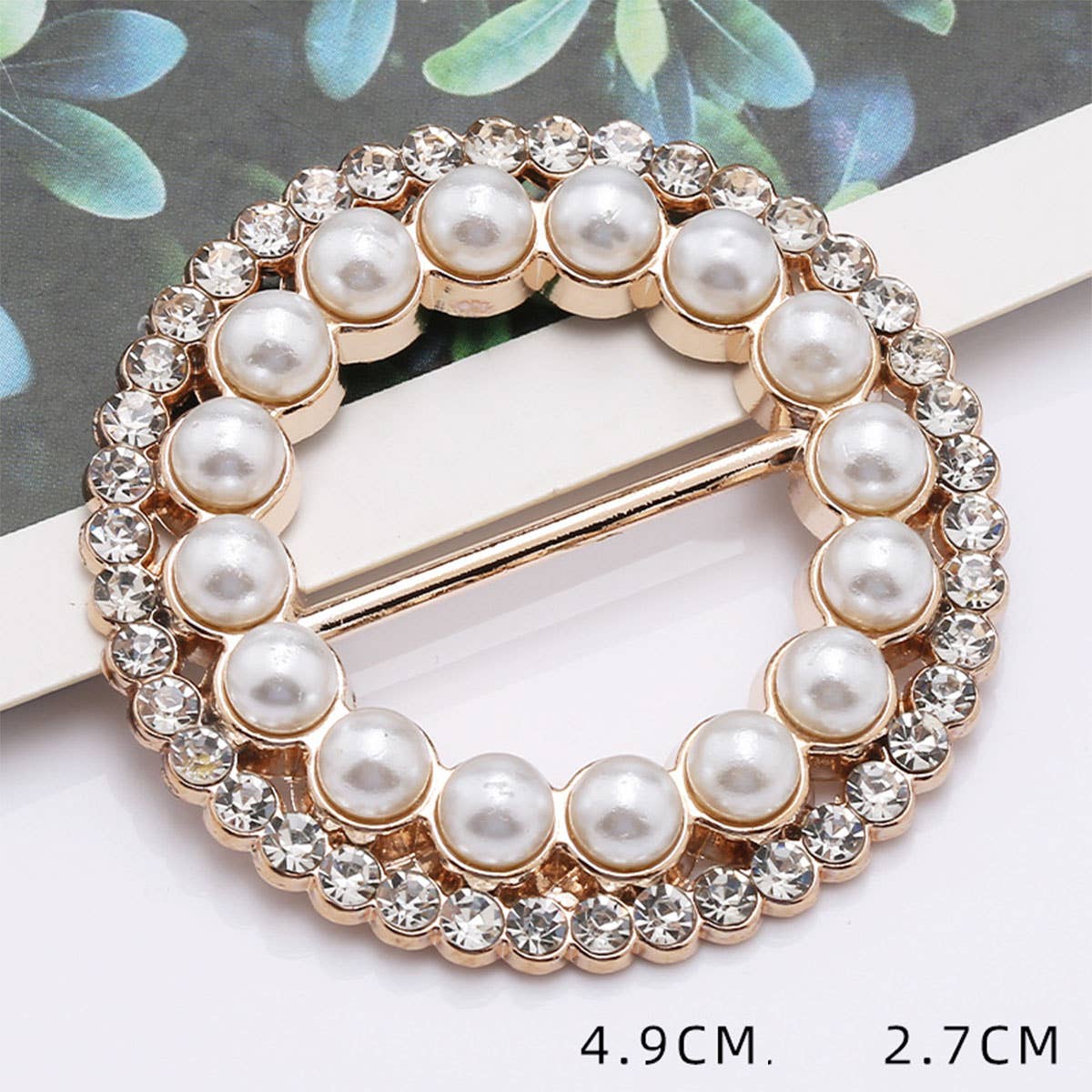 HOOP PEARL DIAMOND CORNER BUTTON SCARF RING_CWMM2143
