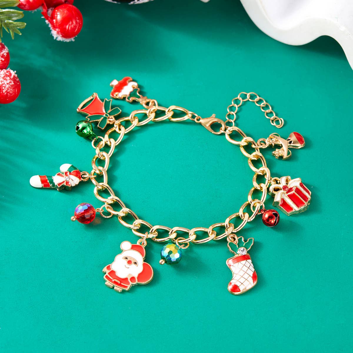 CHRISTMAS BELL WREATH PULL OUT BRACELET_CWAJE2392