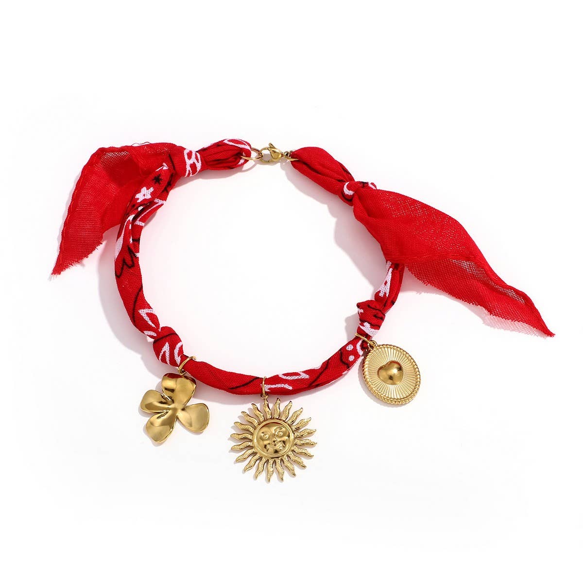 HANDMADE SILK THREAD ANKLET WITH STEEL CHARMS_CWAJE4611