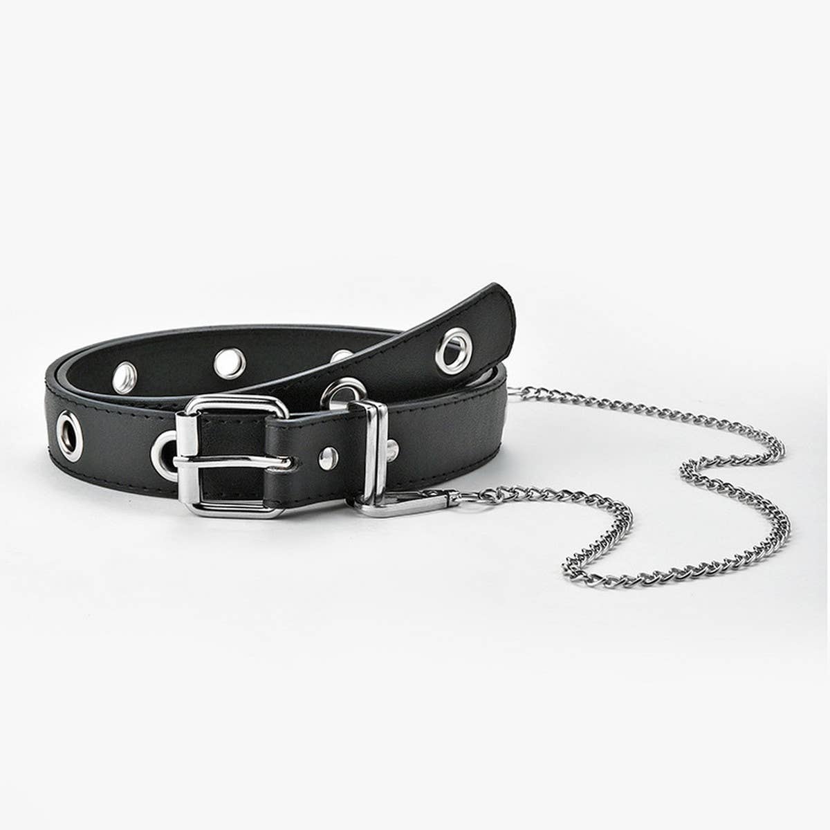 Versatile Casual Black Chain-Decorated Belt_Cwabe0573