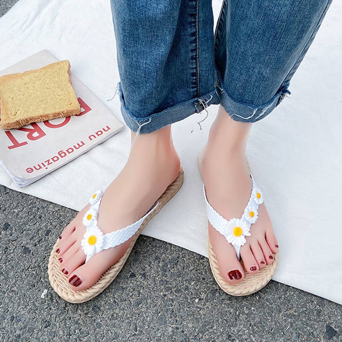 SUNFLOWER FLOWER SUMMER BEACH FLIP FLOPS_CWSHS0670